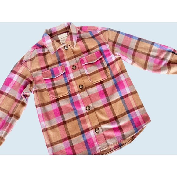AVEC LES FILLES Anthropologie Plaid Flannel Shirt Jacket Shacket Sz S NWT - Picture 1 of 8